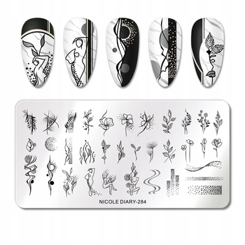NICOLE DIARY - Blaszka do Stempli - ND-284 - KOBIETA LIŚCIE KWIATY