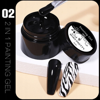 BORN PRETTY - Painting Gel - FARBKA DO ZDOBIEŃ UV - 02 CZARNY