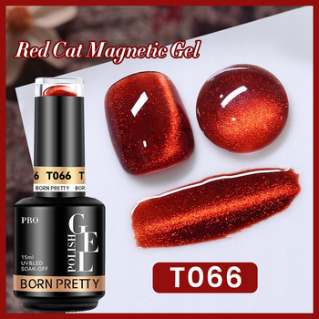 BORN PRETTY PRO - Red Cat Magnetic Gel - Profesjonalny lakier hybrydowy magnetyczny (15ml) - T066