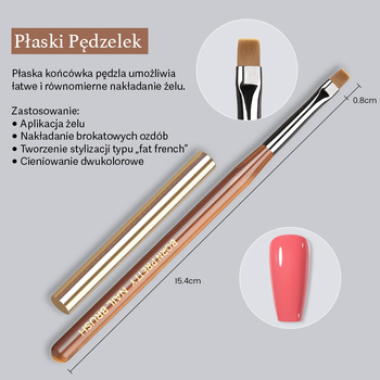 BORN PRETTY - PĘDZEL DO ŻELU AKRYLU PŁASKI - FLAT HEAD BRUSH