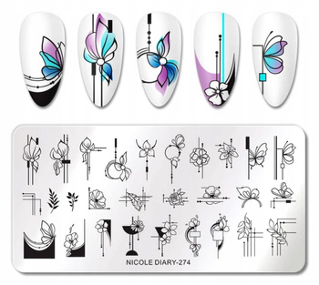 NICOLE DIARY - Blaszka do Stempli - ND-274 - KWIATY LIŚCIE