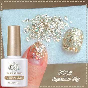 BORN PRETTY - SEQUINS GLITTER GEL - LAKIER HYBRYDOWY Z DROBINKAMI - SG06