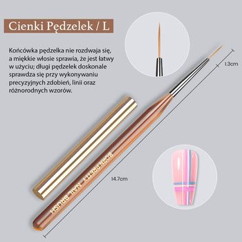 BORN PRETTY - PĘDZEL DO ZDOBIEŃ - CIENKI – DRAWING BRUSH / L - DUŻY - 1,3cm