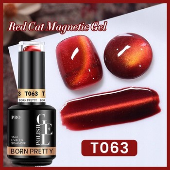 BORN PRETTY PRO - Red Cat Magnetic Gel - Profesjonalny lakier hybrydowy magnetyczny (15ml) - T063