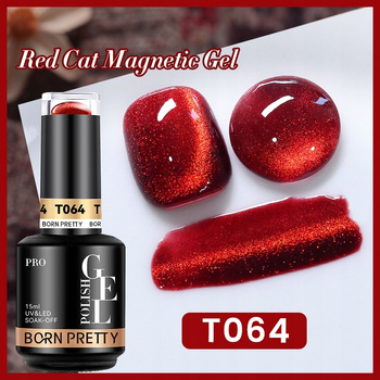 BORN PRETTY PRO - Red Cat Magnetic Gel - Profesjonalny lakier hybrydowy magnetyczny (15ml) - T064