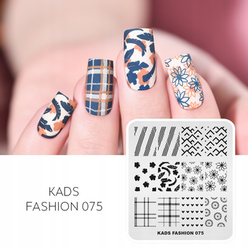 KADS - Blaszka do Stempli - FASHION 075 - KRATKA KWIATY LIŚCIE