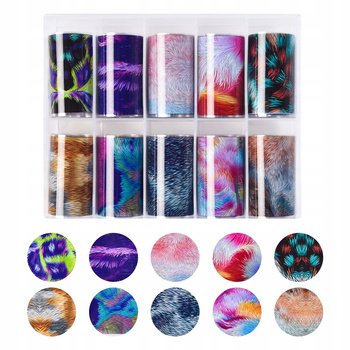 FOLIA TRANSFEROWA DO ZDOBIENIA PAZNOKCI - ZESTAW 10 SZTUK - 11