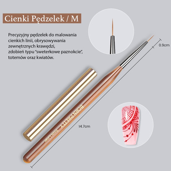 BORN PRETTY - PĘDZEL DO ZDOBIEŃ - CIENKI – DRAWING BRUSH / M - ŚREDNI - 0,9