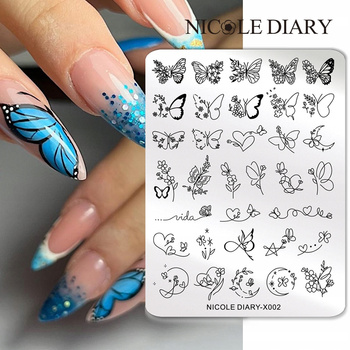 NICOLE DIARY - Blaszka do Stempli - X002 - WALENTYNKI MOTYL SERCE