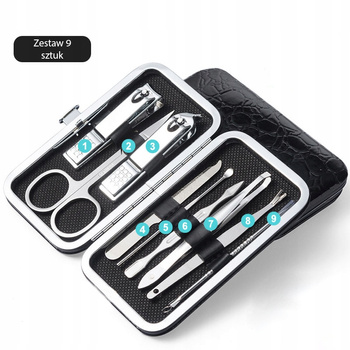 Zestaw Kosmetyczny - 9 elementów - OBCINACZ NOŻYCZKI KOPYTKO PĘSETA IGŁA