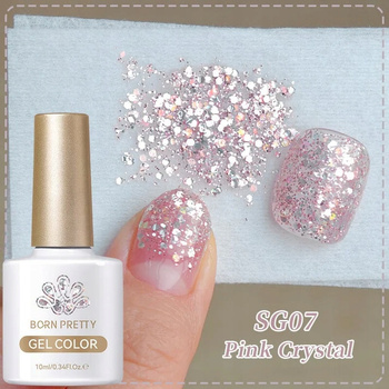 BORN PRETTY - SEQUINS GLITTER GEL - LAKIER HYBRYDOWY Z DROBINKAMI - SG07