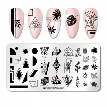 NICOLE DIARY - Blaszka do Stempli - ND-282 - FIGURY GEOMETRYCZNE LIŚCIE
