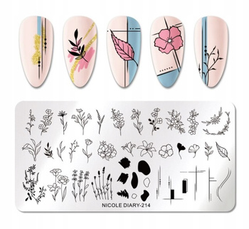 NICOLE DIARY - Blaszka do Stempli - ND-214 - KWIATY ROŚLINY