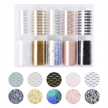 Folia Transferowa Do zdobienia Paznokci - 10szt - ZESTAW NR 26