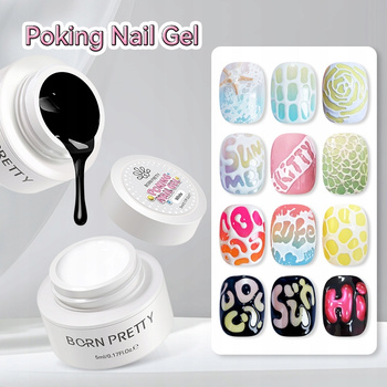 BORN PRETTY - POKING NAIL GEL - ZESTAW - BAZA + BIAŁY + CZARNY