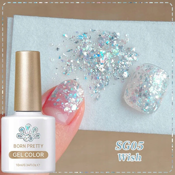 BORN PRETTY - SEQUINS GLITTER GEL - LAKIER HYBRYDOWY Z DROBINKAMI - SG05