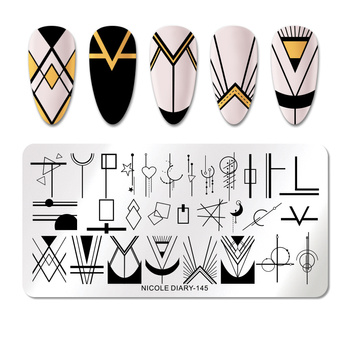 NICOLE DIARY - Blaszka do Stempli - ND-145 - WZORY GEOMETRYCZNE