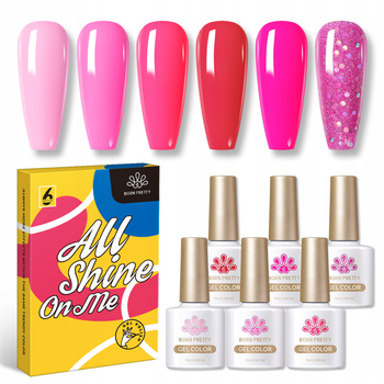 BORN PRETTY - ZESTAW 6 SZTUK LAKIERÓW HYBRYDOWYCH - K03 - RÓŻE / ZESTAW BARBIE