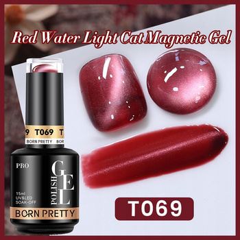BORN PRETTY PRO - Red Water Light - Profesjonalny lakier hybrydowy magnetyczny (15ml) - T069